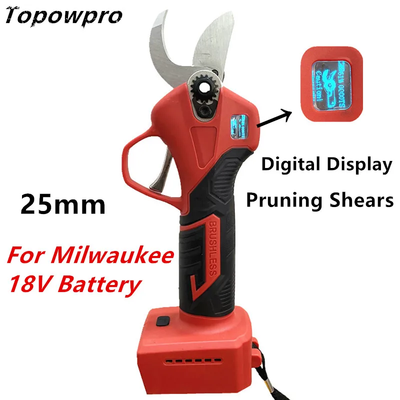 

For Milwaukee 18V Battery Brushless Electric Pruning Shears 25mm Cordless Scissors Shear Garden Fruit Tree Garden Tool Bonsai