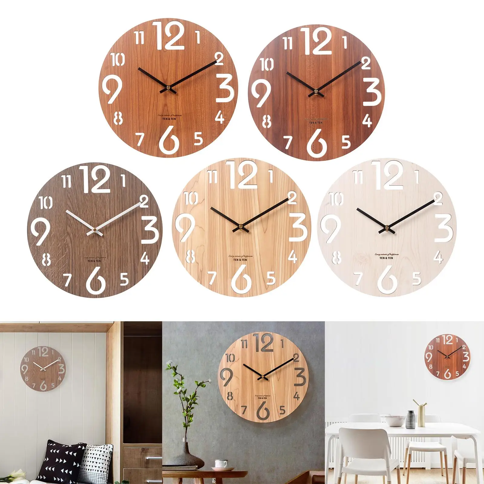 Quality Creative Wooden Wall Clock for Home Office School Patio Decor