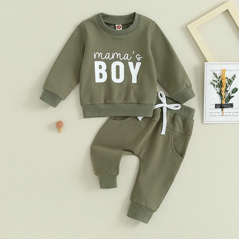 Herbst Baby Jungen Sweatshirt Outfits Kinder Langarm Brief Drucken Pullover Tops + Hosen Kleidung Set Kleinkind Trainingsanzug