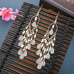 Bohemian Ethnic Style Long Earrings For Women Girls Vintage Colorful Crystal Tassel Dangle Drop Earrings Fashion Party Jewelry