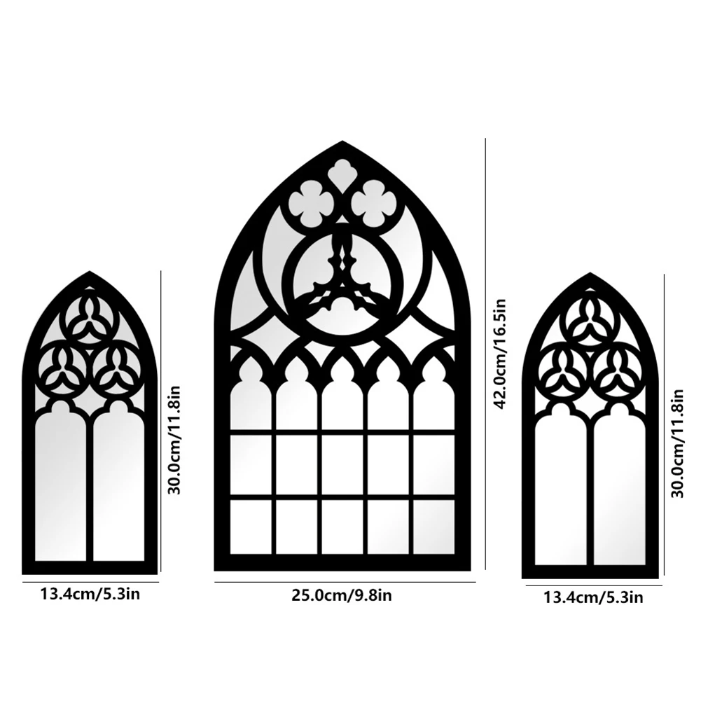 Fake Window Mirror in Gothic Aesthetic Add Depth to Your Living Space with Easy Installation Suitable for Various Wall Surfaces