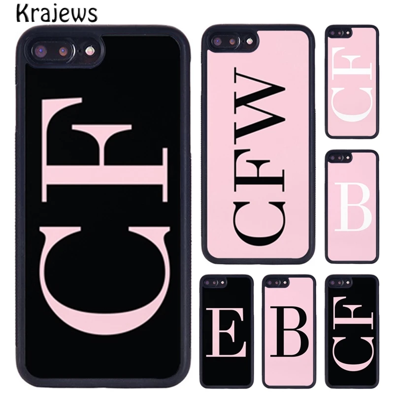 Krajews PERSONALISED INITIALS MONOGRAM PASTEL Phone Case For iPhone 16 15 14 XR XS 11 12 mini 13 Pro MAX Plus coque