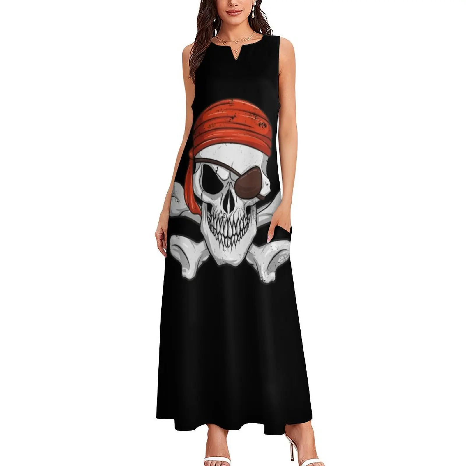 Pirate Skull & Crossbones Halloween Costume Pirate Eyepatch Gear Long Dress Elegant gowns dresses for women 2025