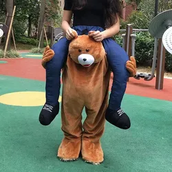 Carry Me Riding Teddy Bear False Leg Pants Costume Party Dress Mascot Costume Stag Outfit Make Fun Props Halloween Xmas Carnival