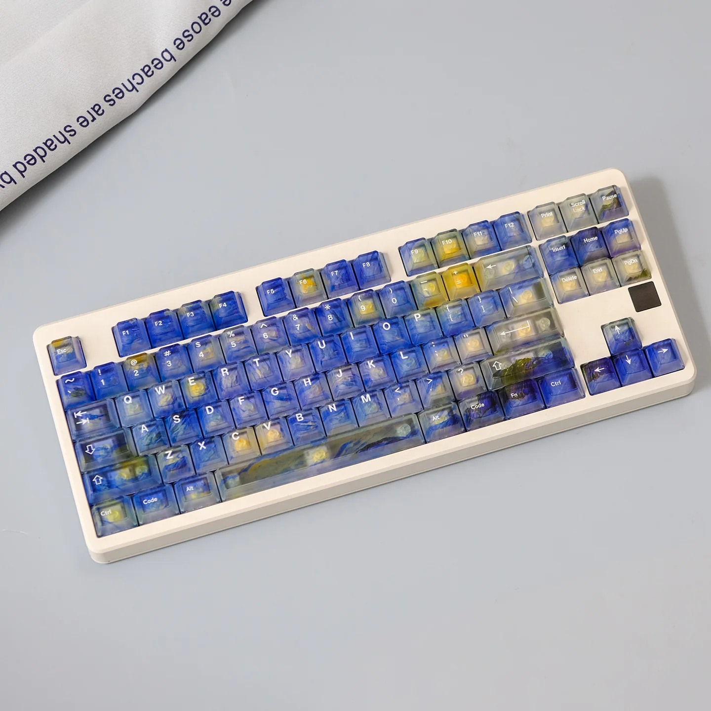 122 keys Starry Night Painting Keycap PC cherry profile fog Transparent Keycaps set for MX Mechanical Keyboard