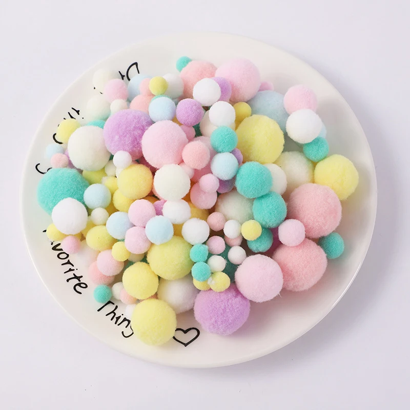 260 Stks/partij 10-30Mm Macaron Pluizige Pompom Bontballen Kleurrijke Pom Poms Zachte Furball Voor Handgemaakte Ambachten Diy Decoratie Accessoire