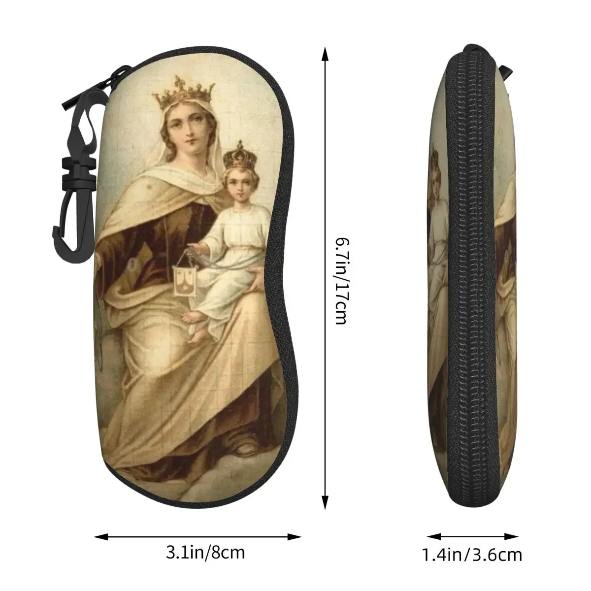 Custom Our Lady Of Mount Carmel Shell Eyeglasses Protector Cases Cute Sunglass Case Catholic Virgin Mary Glasses Pouch