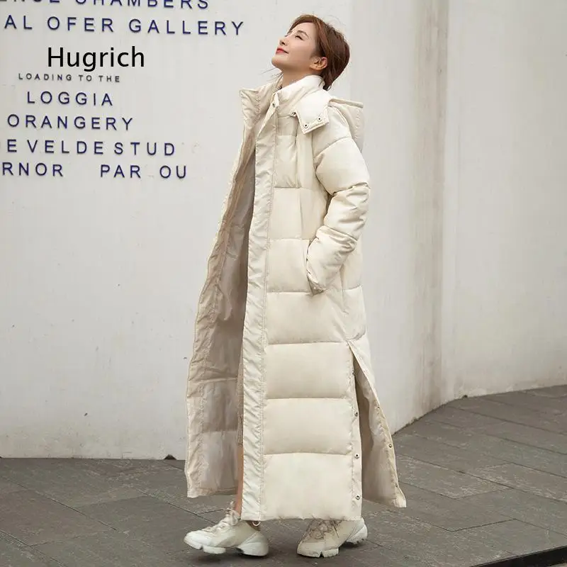 Women Extra Long Over Knee Padded Coat Loose Versatile Thick Warm Cotton Jacket Fashion Winter Outerwear For Daily Casual Occasi
