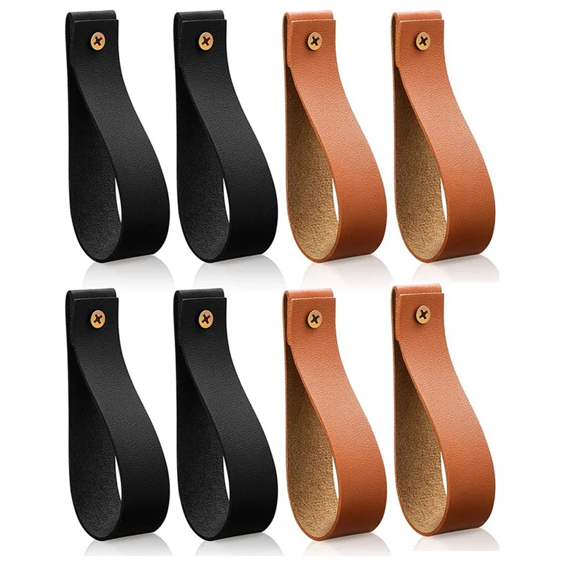 

8 Pcs PU Leather Wall Hooks Wall Hanging Straps Pu Leather Curtain Rod Holder Towel Holders for Wall Faux Leather Strap