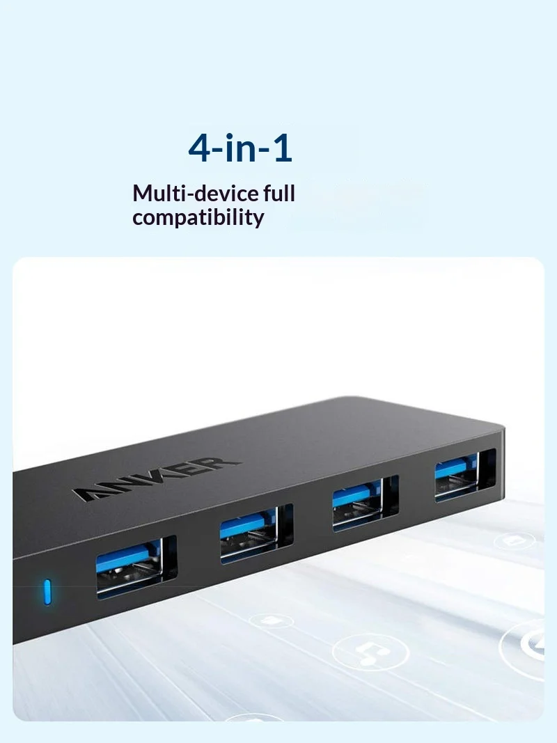Anker USB‑C Hub 4‑Port USB 3.1 Gen1 5Gbps High‑Speed Data Transfer Slim Portable USB Expansion Dock For Laptops Desktop PC