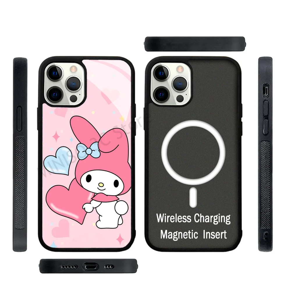 

Pink My Melody Phone Case Strong Magnetic For IPhone 15 14 13 Pro Max 11 12 Mini For Magsafe