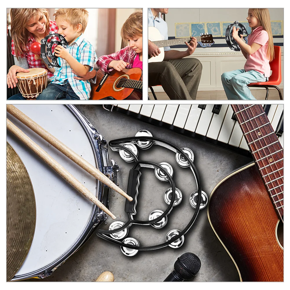 

2pcs Hand Bell Instruments Sturdy Durable Percussion Rhythm Shaking Bells Dance Tambourines Music Instruments Easy Hold