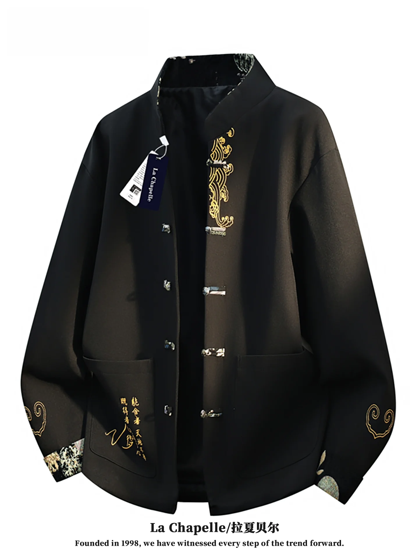 

La Chapelle Spring 2026 Men's Casual Tang Style Jacket Long Sleeve Loose Fit Breathable Polyester Standard Tailoring