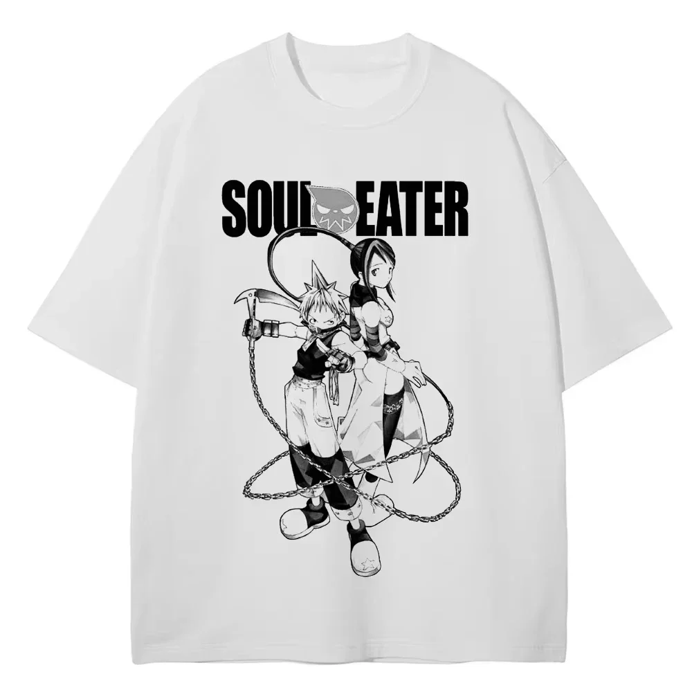 Soul Eater Anime T-shirt Vintage Washed Y2K Aesthetic Unisex Oversized Short Sleeve Summer Cotton Retro Streetwear 2026 Hot Sale