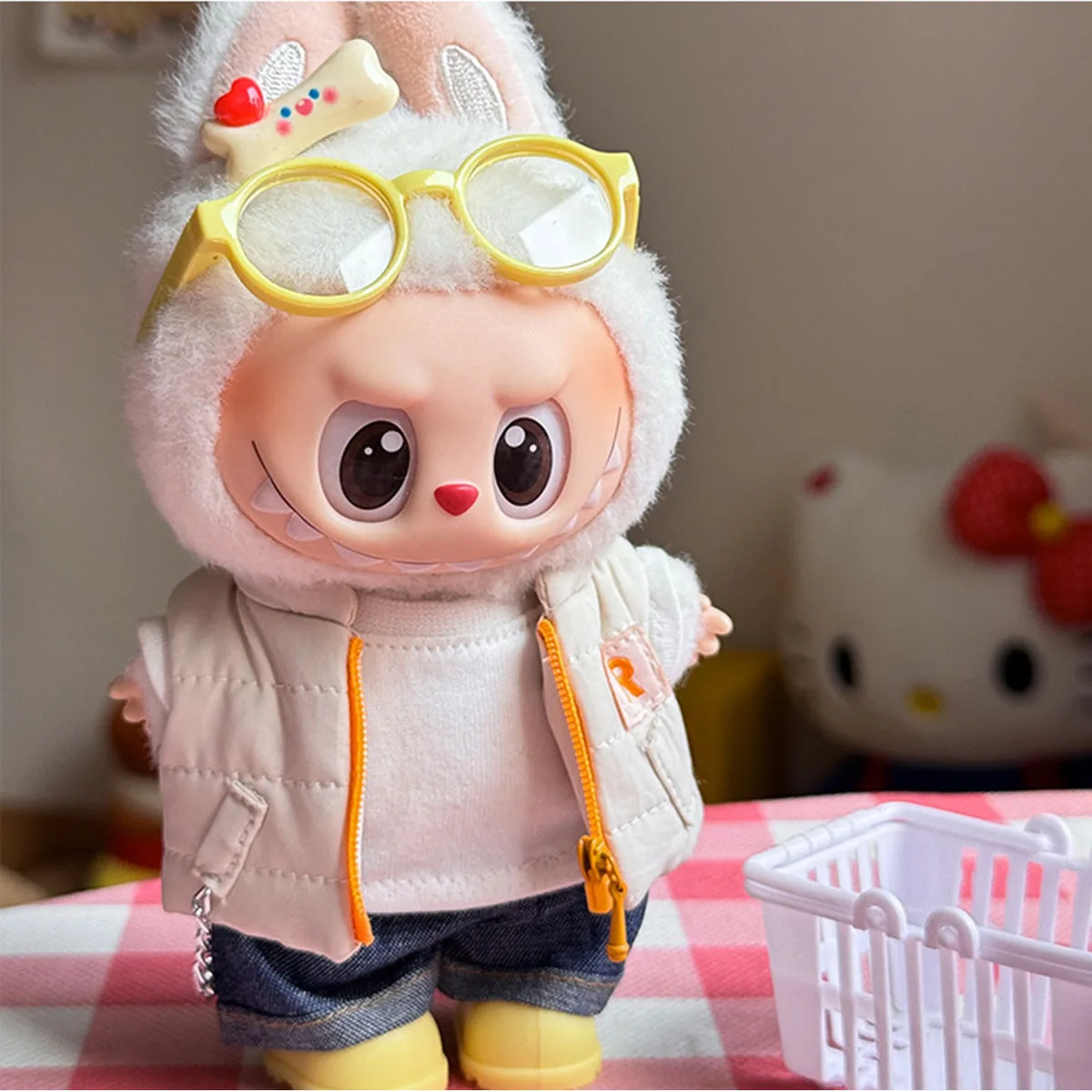 [No Doll] Plush Doll's Clothes For 17cm Labubu/Dimoo Winter Warmth Cotton Vest Doll Clothes Accessories Gift
