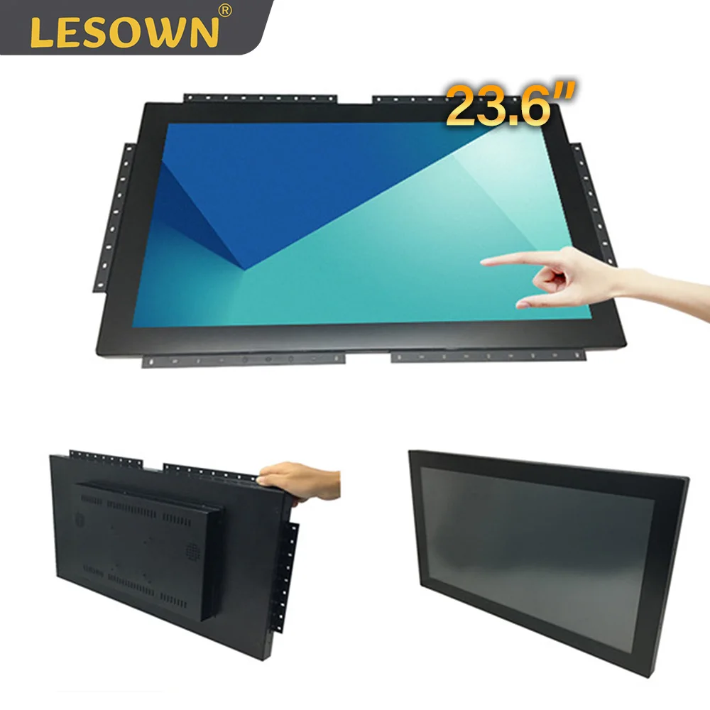 

LESOWN 23,6 дюйма 1920x1080 IPS ЖК-дисплей со встроенным открытой рамкой, мультисенсорный экран, промышленный для медицинского оборудования, цифровые вывески