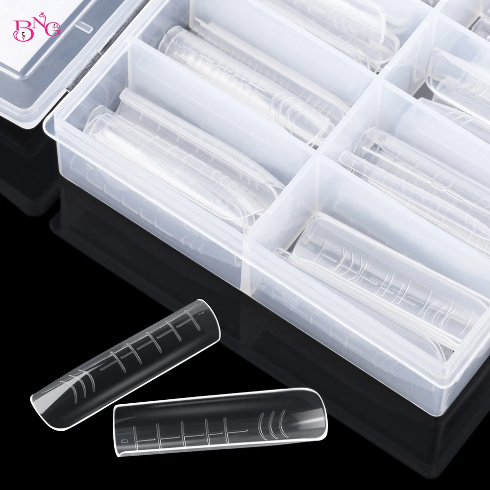 Poly Nail Gel Dual Forms Nail Builder Extension Gel Top Mold Clear Full Cover Square False Nail Tips with Scale Manicure Tools