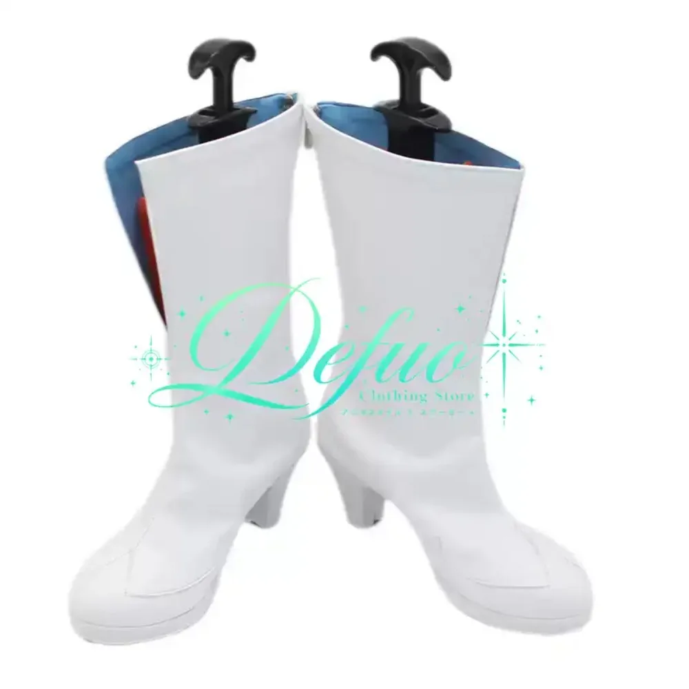 Giselle Gewelle White Heeled Cosplay Boots for Christmas Anime Convention Costume Party Stage Performance and Photography