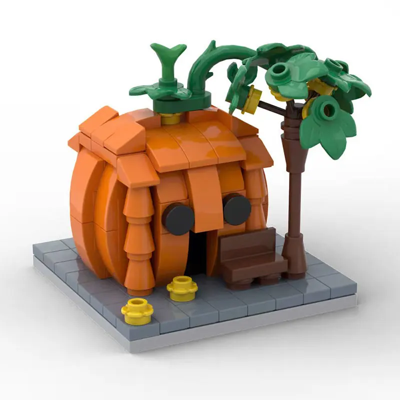 MOC الإبداعية اليقطين منزل كتل تجميع الجسيمات الصغيرة DIY بناء هالوين هدية نموذج لعبة عطلة #5