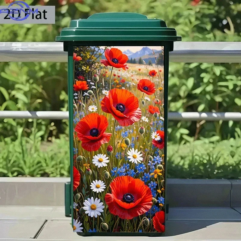 Waste Bin Pattern Art Sticker 2D Printed Trash Can Ornament Decal