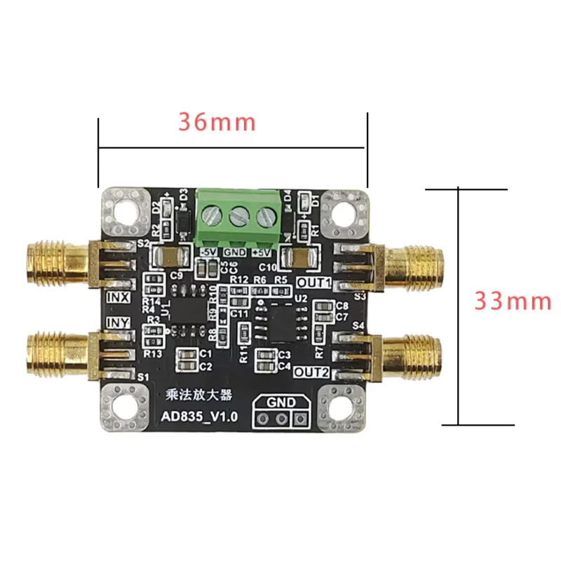AD835 Analog Multiplier Module 250MHz Four-Quadrant Mixer RF Wideband Modulator with 10x Amplifier 50ohm SMA