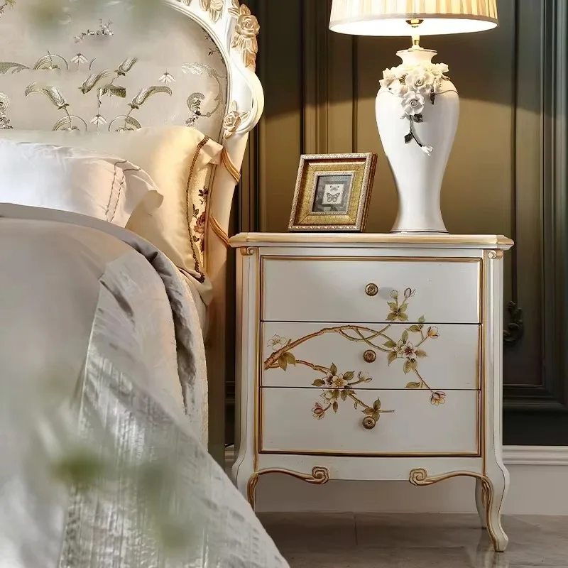 Retro Luxury Villa Furniture - Solid Wood Headboard Locker