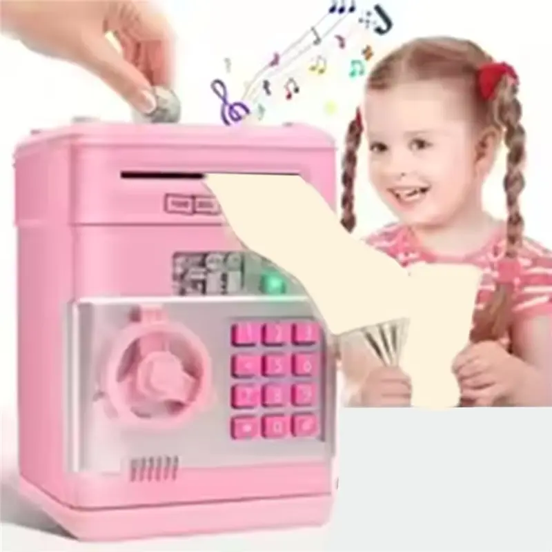 Alcancía con contraseña ATM electrónica altamente recomendada, caja de ahorro de dinero de papel de desplazamiento automático para niños (sin batería)