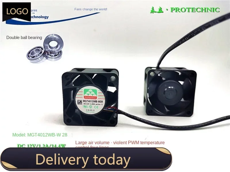 

Новый MGT4012WB-W28-E 4028 Шарик 12 В1. 2A Макс. скорость воздушного потока ШИМ-контроль температуры Охлаждающий вентилятор 4 см 40*40*28 мм