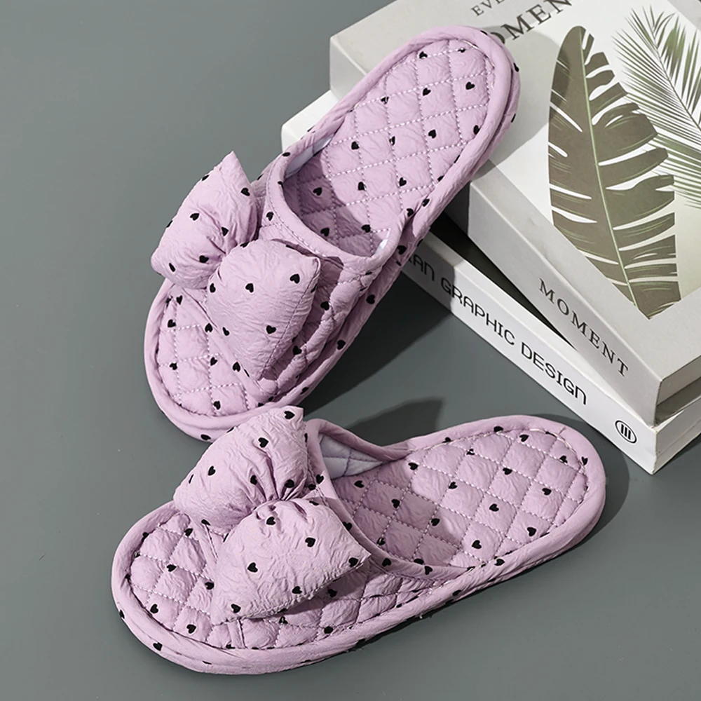 أزياء النساء النعال لينة أسفل القطن الأزهار الطابق أحذية شبشب منزل المضادة للانزلاق أحذية المنزل لطيف القوس شباشب غرفة النوم #1