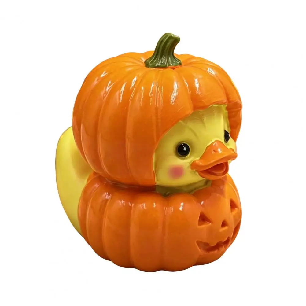 Cute Pumpkin Duck Statue Small Pumpkin Duck Desk Decor Halloween Pumpkin Duck Ornament Resin Stacked Figurines Cute for Home