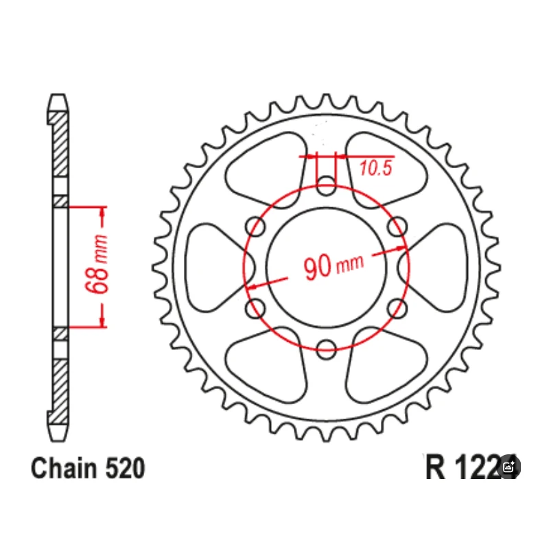 520 36T Motorcycle Rear Sprocket For Honda CBF250R CBF250N 18-19 CB300R CB300RA CBF300N 2019-2024