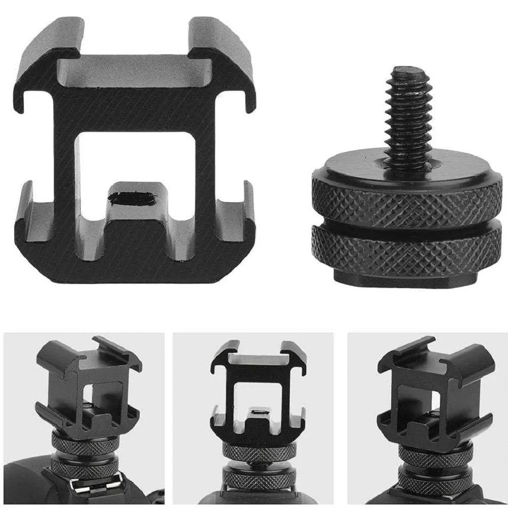  Triple Hot Shoe Mount Adapter,Universal Metal Extend Hot Shoe Base Mount Holder for Microphone Monitor LED Video Light