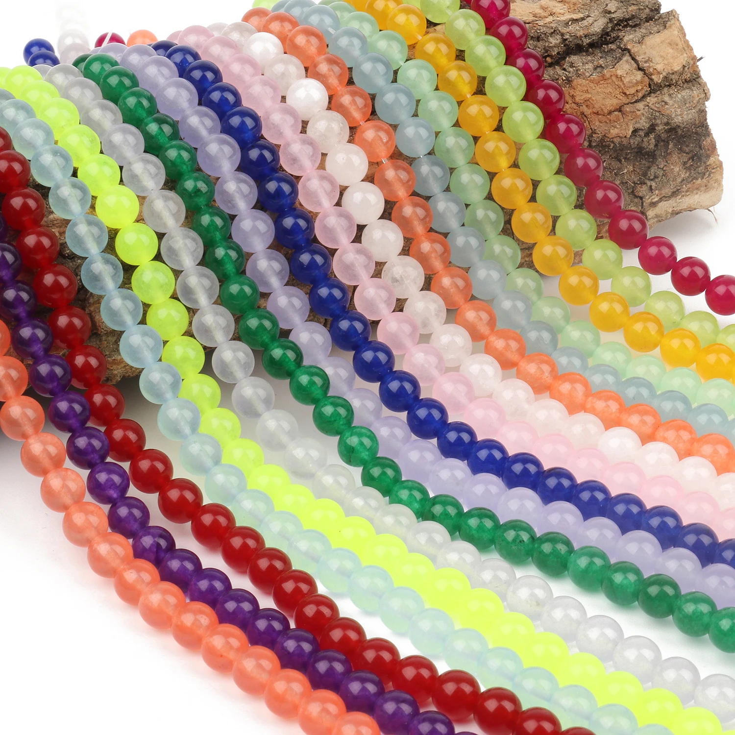 Multi-color Chalcedony Natural Jades Stones Beads Round  Loose Spacer Bedas DIY Bracelets Accessories for Jewelry Making