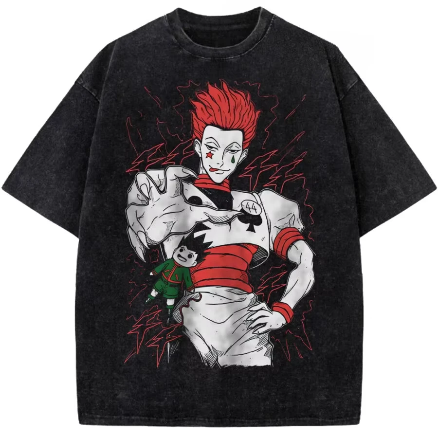 Hunter x Hunter Nephepitou Anime T-Shirt Unisex Washed Cotton Retro Oversized Casual Short Sleeve Retro 2026 Summer Hot Sale