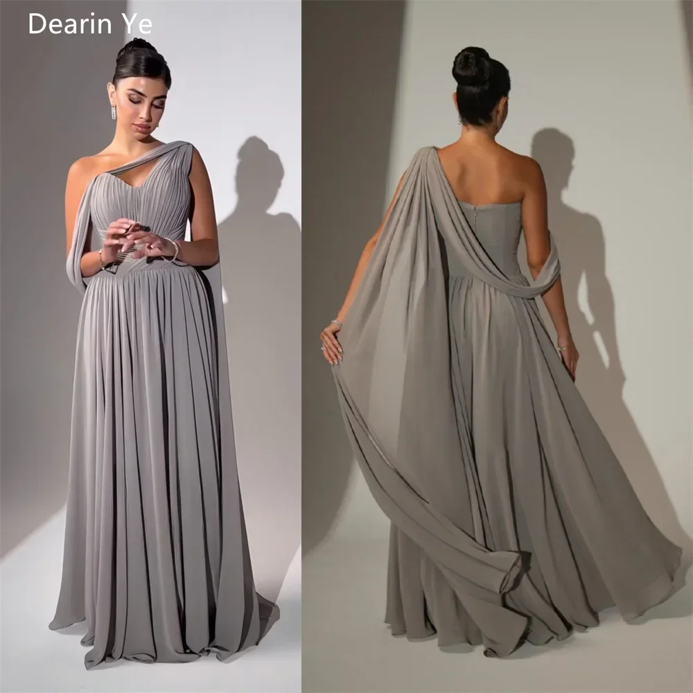 Customized Saudi Arabia Dearin One Shoulder A-line Floor Length Skirts Draped Layered Tulle Bespoke Occasion Dresses Evening Dre