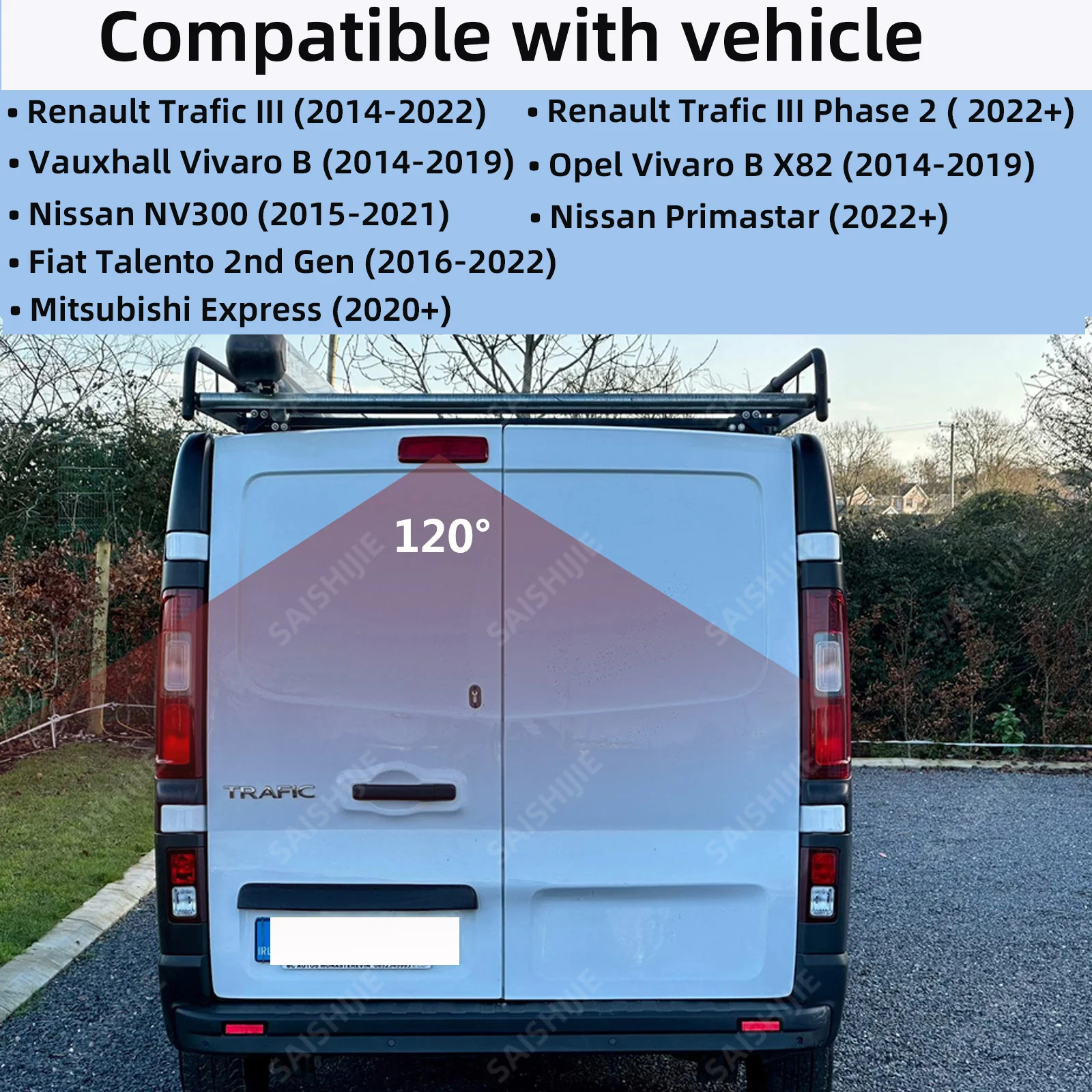 Kamera Mundur Lampu Rem dengan Kit Monitor 4.3 "untuk Renault Trafic,Opel Vivaro,Nissan NV300, Fiat Talento,Mitsubishi Express