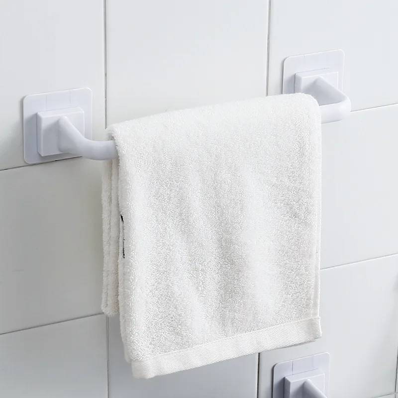 Self Adhesive Towel Holder Towel Rack Bathroom Towel Hanger Wall-Mounted Towel Bar Kitchen Rag Dishcloth Clip Towel Organizer