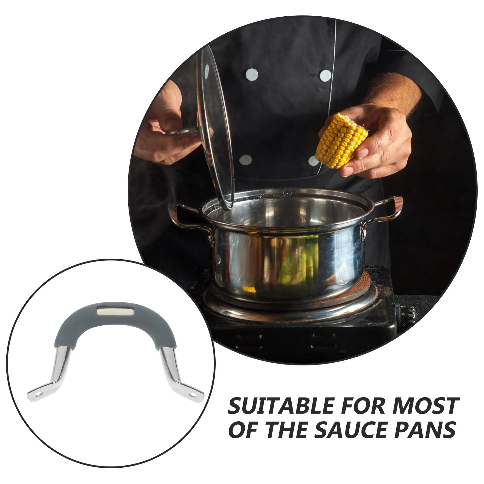 Stainless Steel Silicone Pot Side Handle Replacement – Non-Slip Pan Handle for Stockpot, Saucepan, Steamer, Boiler