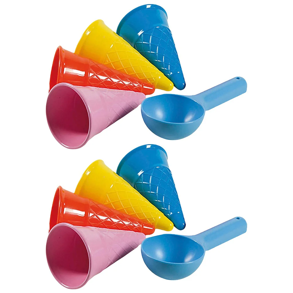 

Plastic Beach Sand Playing Toy Seaside Sand Ice Cream Cones And Scoop Outdoor Sand Playing Toy For Children Kids (Random Color)