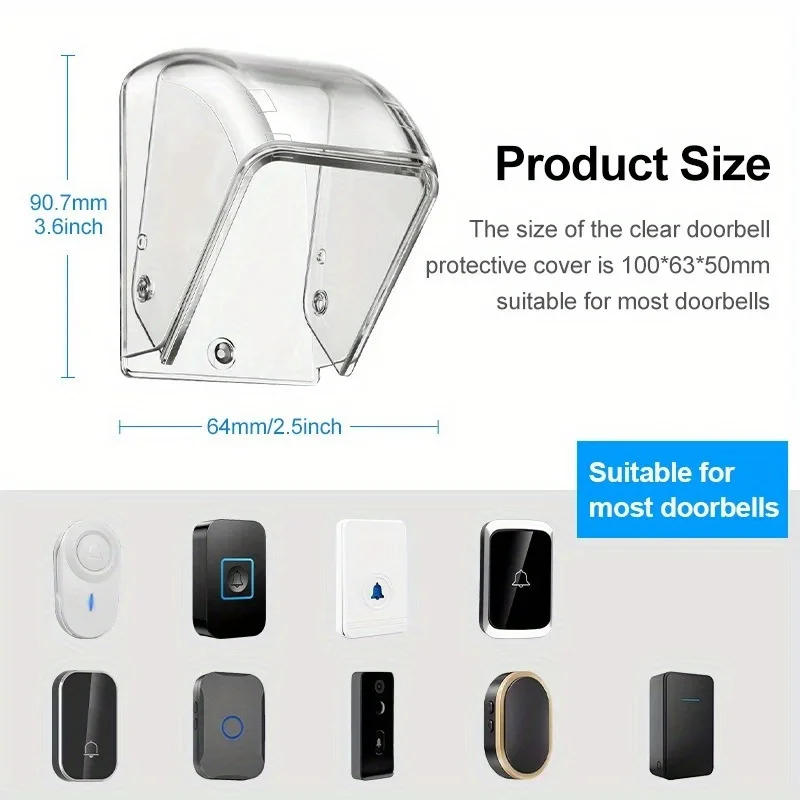 1 PC Wireless Doorbell COVER กันน้ํากลางแจ้ง Call COVER โปร่งใสประตูป้องกันฝุ่นแหวน Bell ปุ่ม Rain COVER