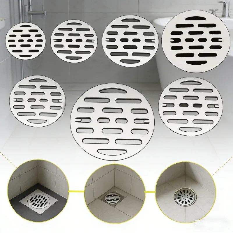 

Универсальная круглая крышка для напольного слива из нержавеющей стали, сетчатый фильтр для раковины, защита от засоров, уловитель волос для душа, сантехнический аксессуар для ванной комнаты