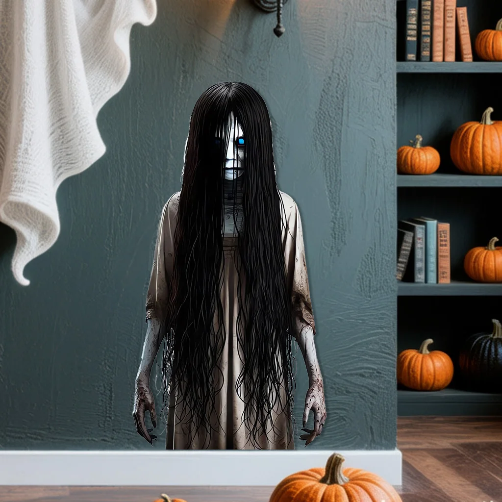 1 Stück Halloween Horror-Dekoaufkleber mit zerbrochenem Fenster, selbstklebendes und abnehmbares PVC-Material, geeignet für die Raumdekoration – Detail 1