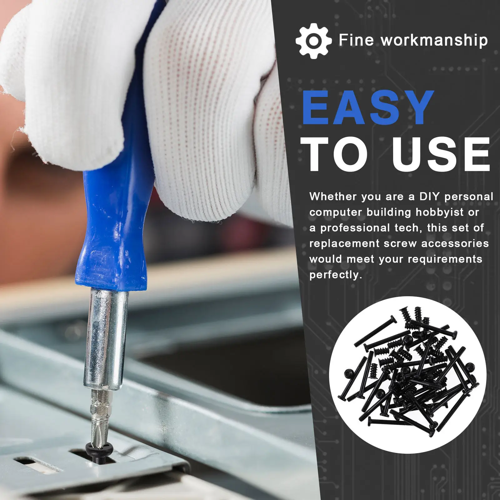 60Pcs Case Fan Screws Set for Computer Cooling Fans – Carbon Steel, Long & Short Sizes, Easy Installation