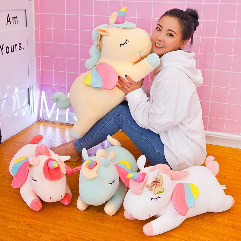 25-100cm 4 Colors Giant Unicorn Plush Toy Stuffed Unicorn Soft Dolls Animal Horse Toys For Boys Girl Pillow Birthday Gifts