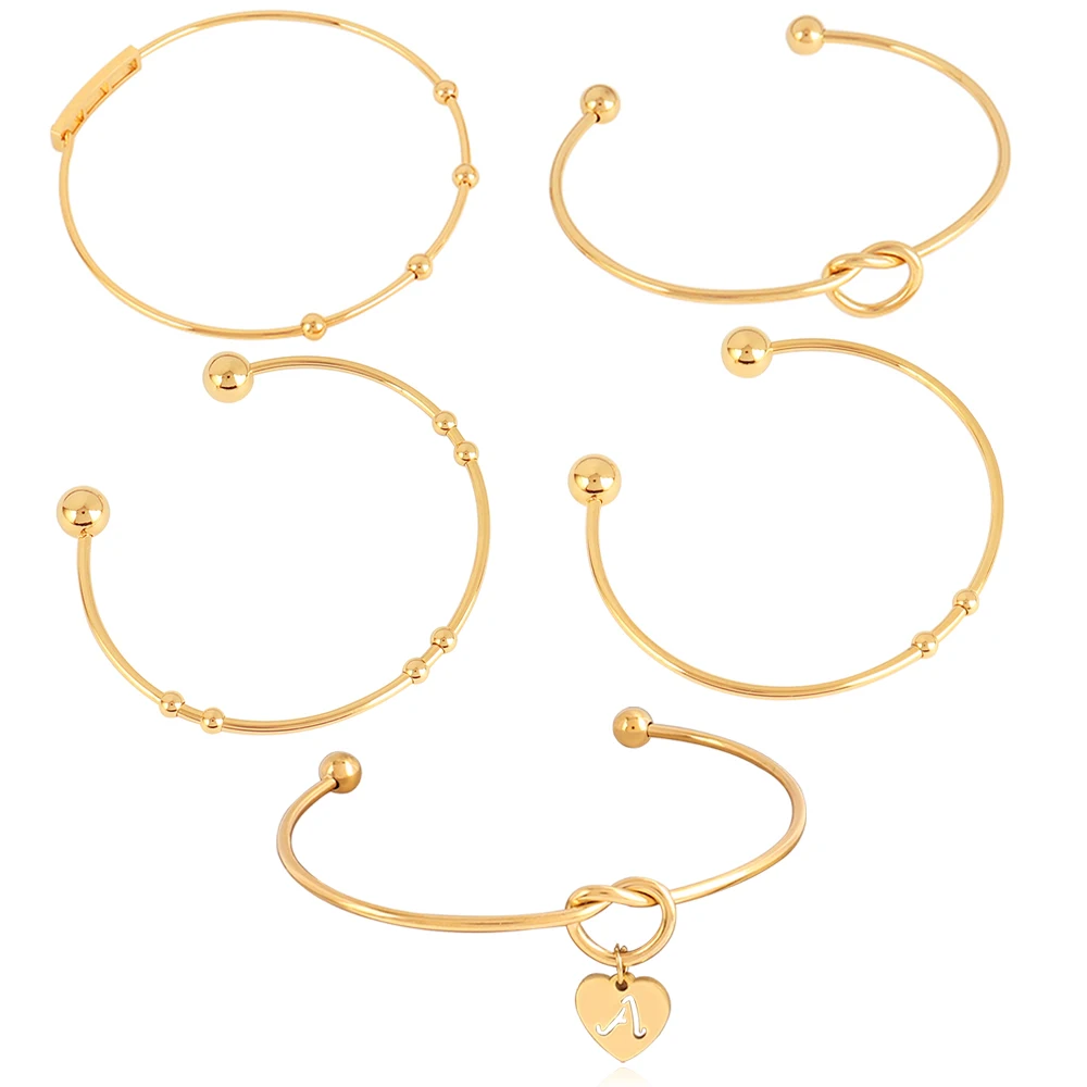 Bracelets de manchette réglables en acier inoxydable, 2 pièces, pour bricolage, fournitures de fabrication de bijoux, cœur ouvert, réglage de Base de Bracelet