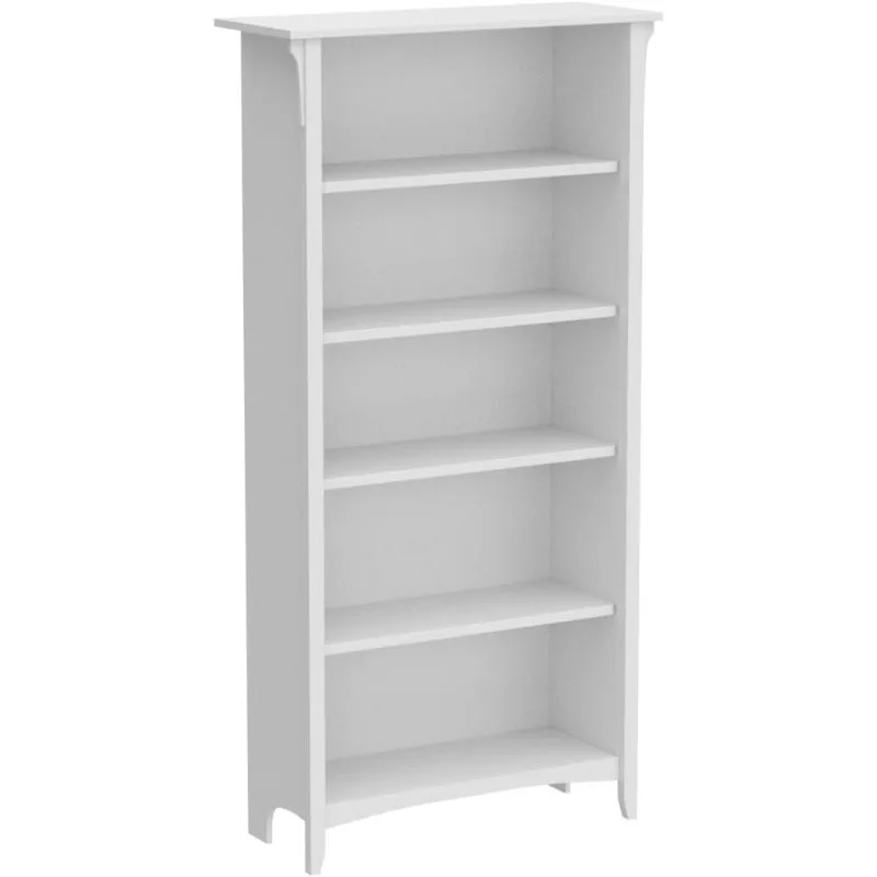 Salinas 5-Shelf 63-Inch H Tall Bookcase, Shiplap Gray/Pure White, 2/Set