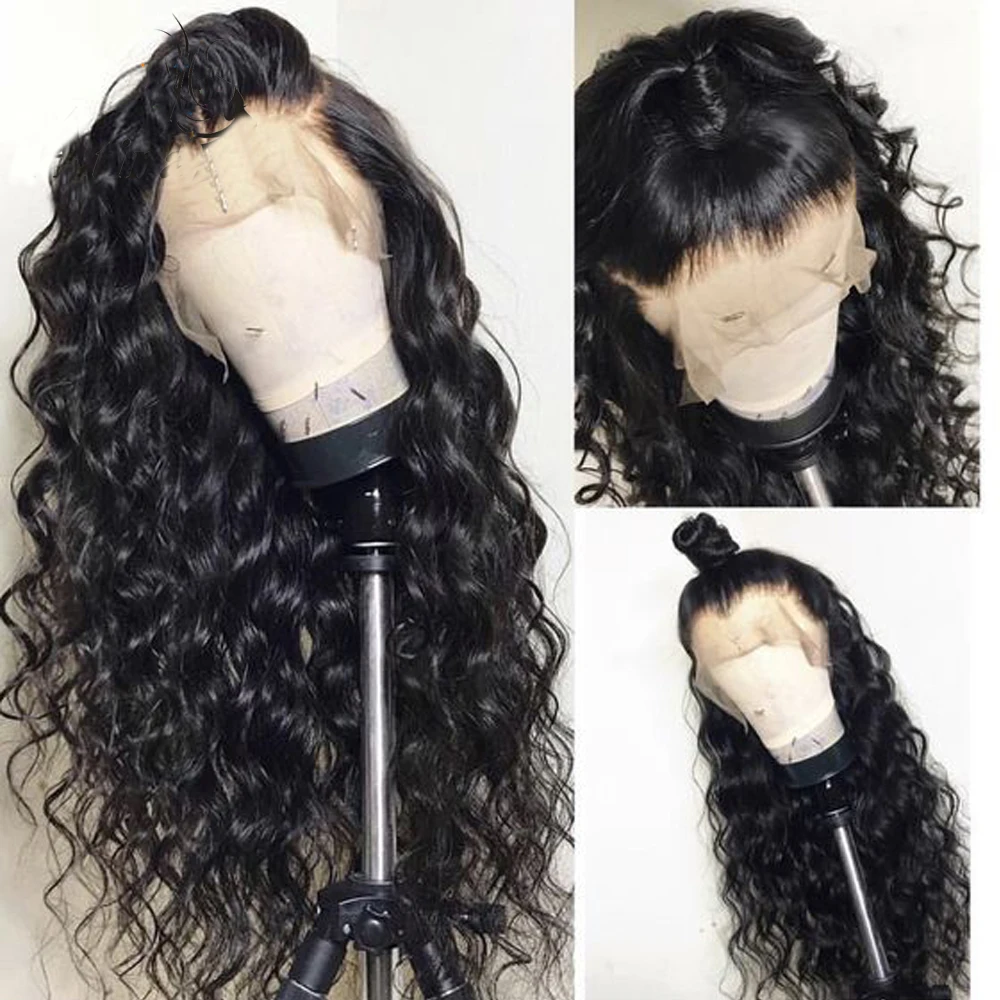 

Soft 180Density 26 Long Natural Black Deep Wave Curly Lace Front Wig For Women Babyhair Preplucked Heat Resistant Glueless Daily