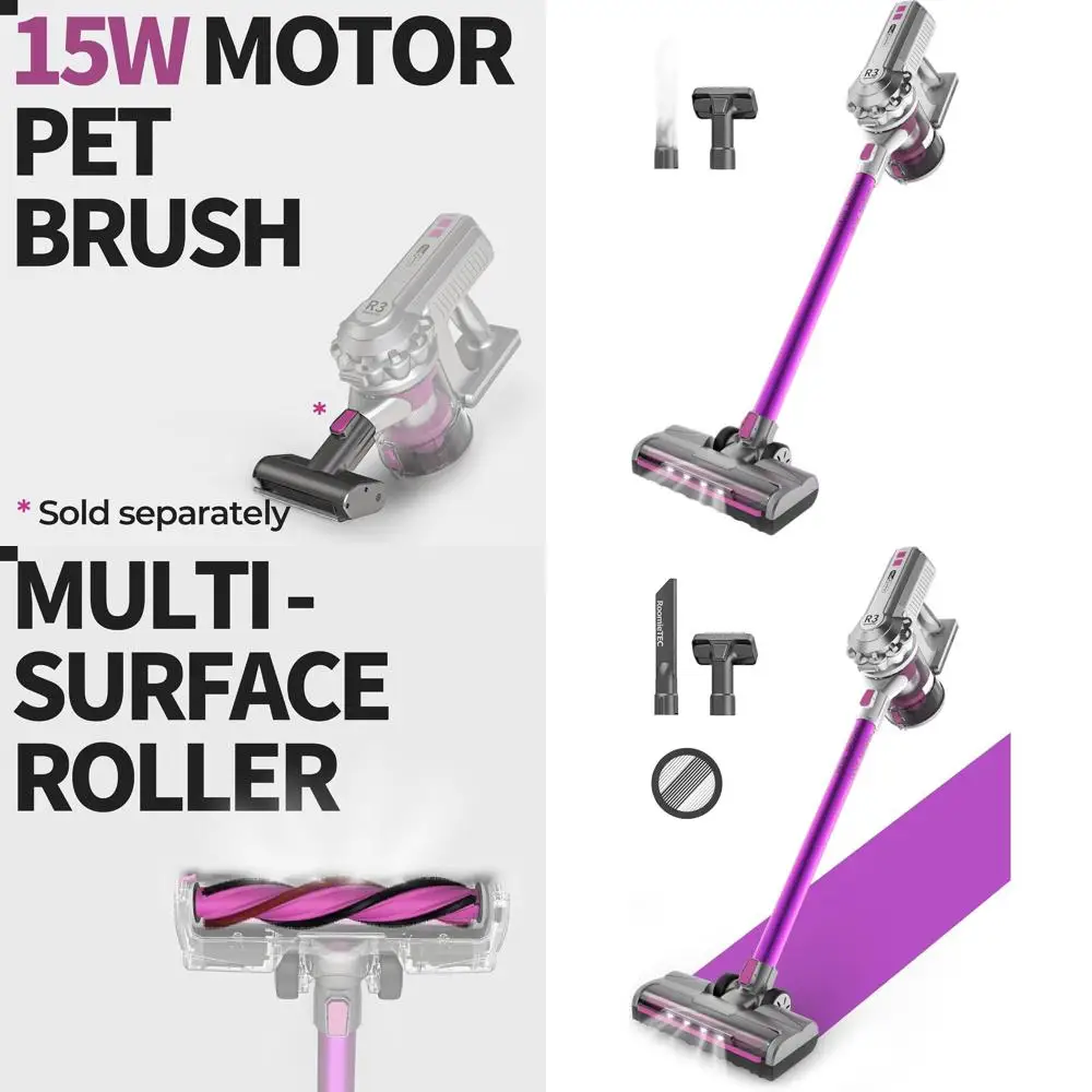 

Беспроводной пылесос: мощное всасывание для пола и ковров, срок службы батареи 43 минуты, без мешка, большая мусорная корзина, широкая щетка, L