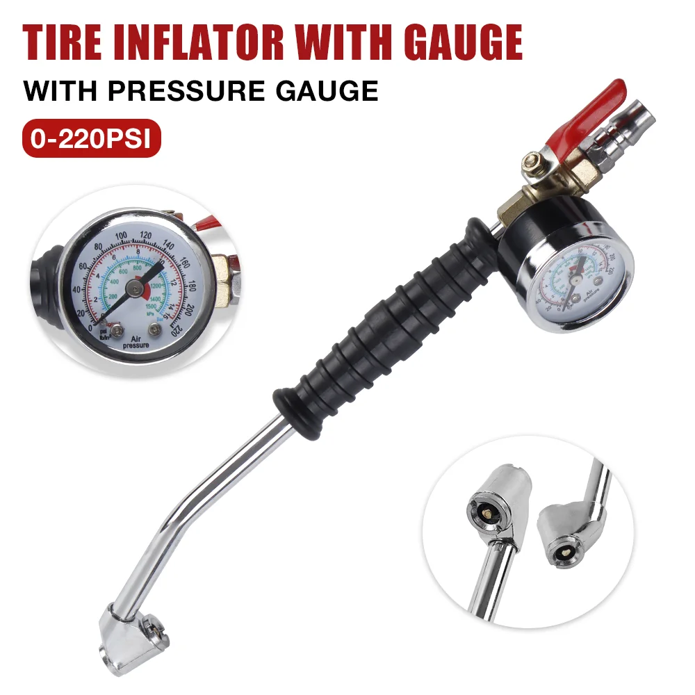 Inflador de presión de neumáticos de aire de 220PSI, compresor con válvula, Inflador de neumáticos para coche, furgoneta, bicicleta, neumatico, calibrador de presion, piezas de automóvil