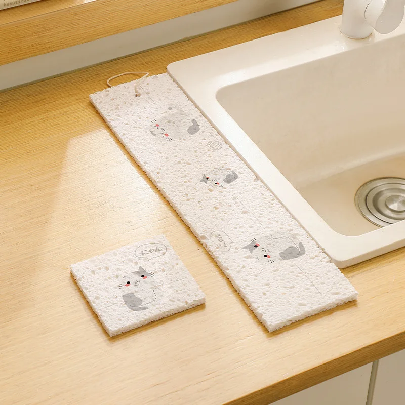 Kitchen sink absorbent cotton strip wood pulp cotton sink splash pad absorbent sponge can be tailored to wash dishes